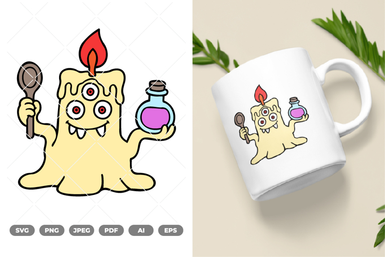 Candle Monster Colored SVG & Clipart