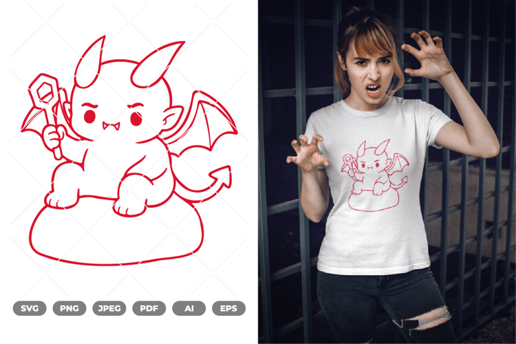Kawaii Chibi Demon SVG & Clipart