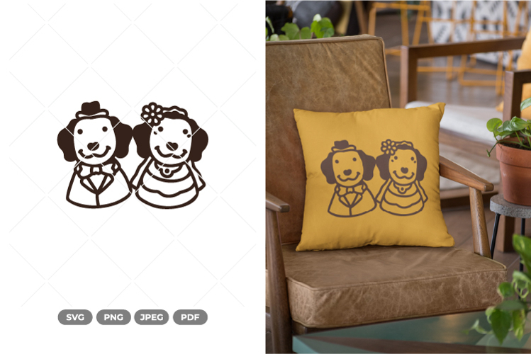 Dog Bride and Groom SVG & Clipart
