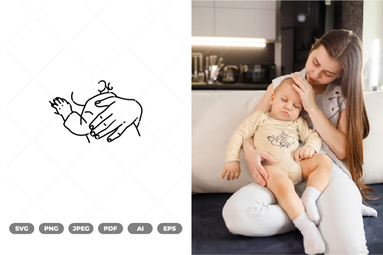 Mom and Baby Illustration SVG   Clipart