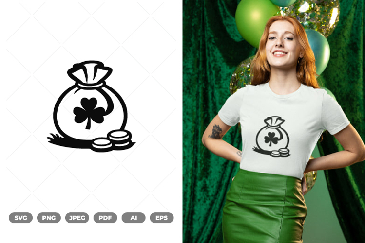 St Patrick Money Bag SVG & Clipart