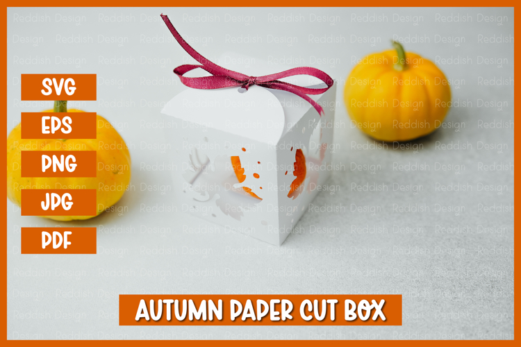 Autumn Box Template SVG I Gift Box I Packaging Template SVG