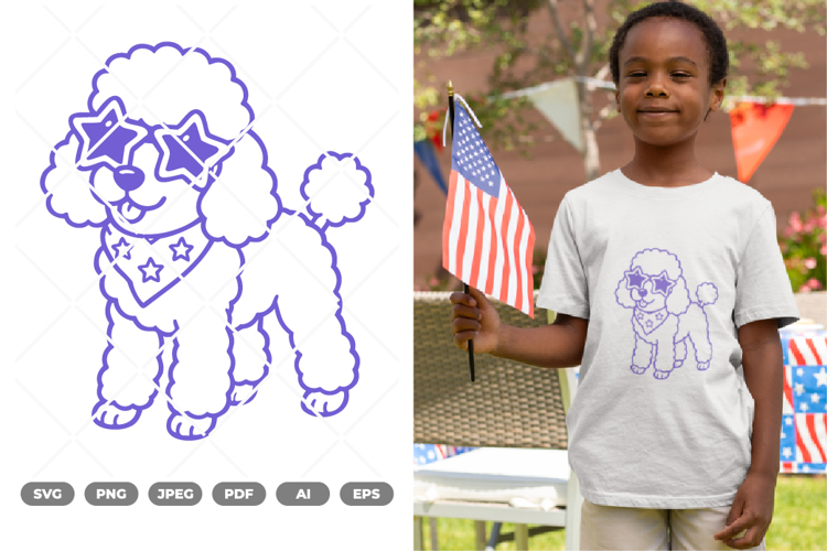 Fourth July Dog Doodle SVG & Clipart example image 1
