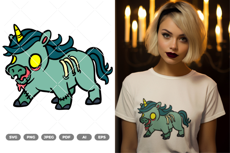 Zombie Unicorn Colored SVG & Clipart