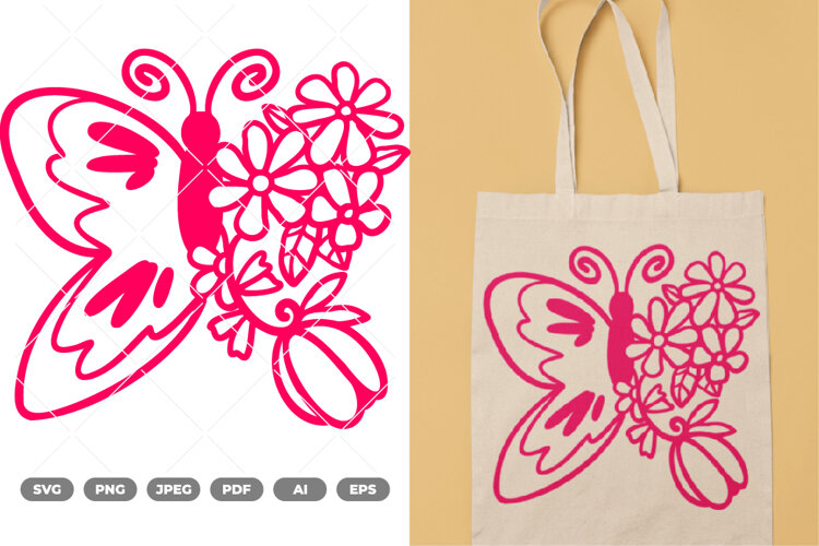 Flower Butterfly SVG & Clipart example image 1