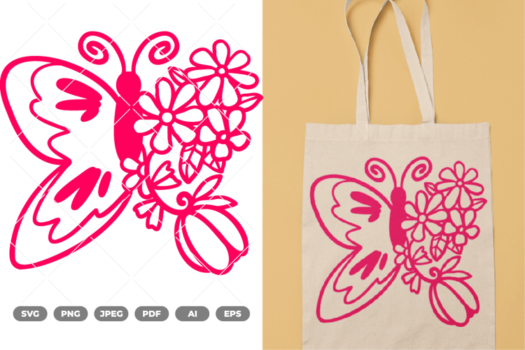 Flower Butterfly SVG & Clipart