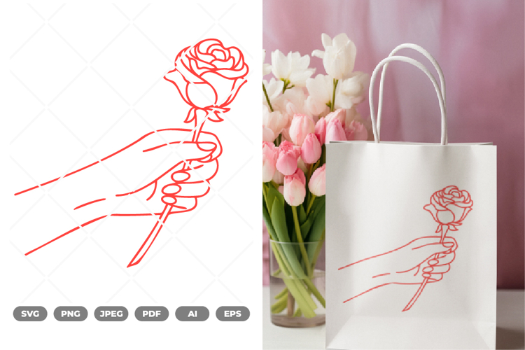Hand and Rose SVG   Clipart