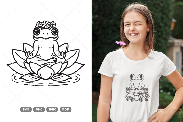Frog and Flower SVG   Clipart