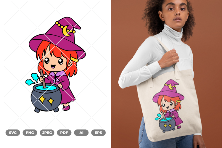 Chibi Witch Colored SVG & Clipart
