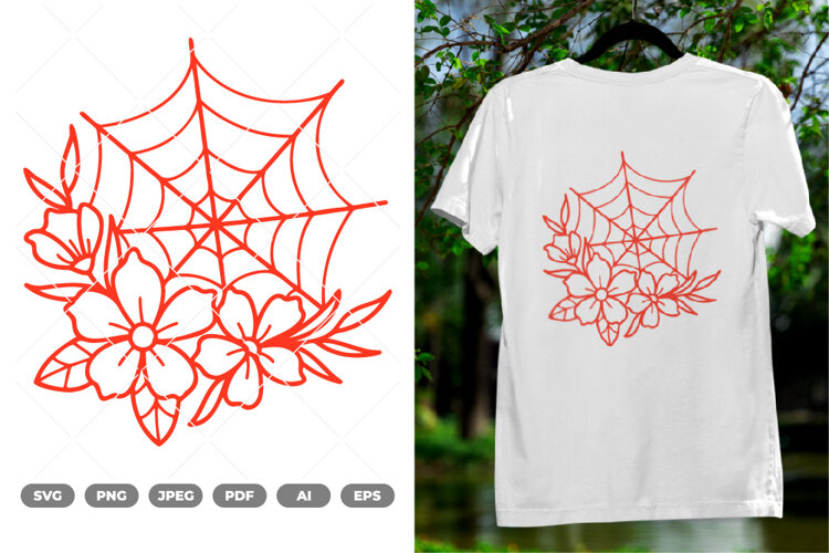 Floral Spider Web SVG & Clipart example image 1