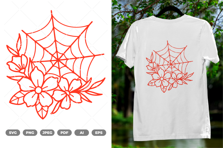 Floral Spider Web SVG & Clipart
