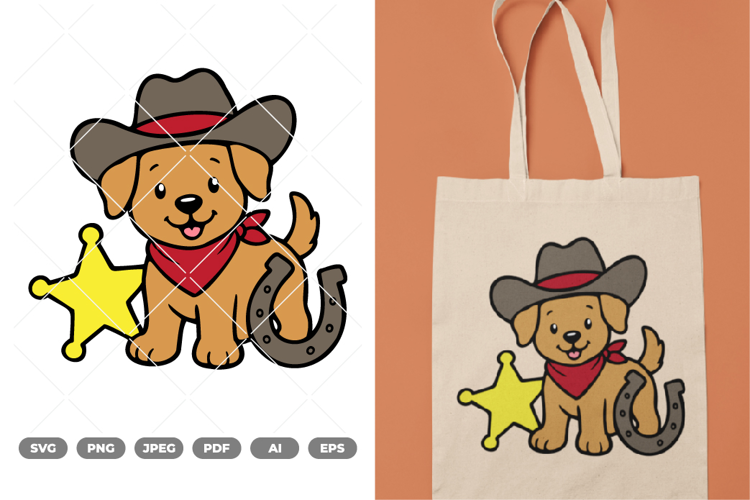 Cowboy Puppy Colored SVG & Clipart