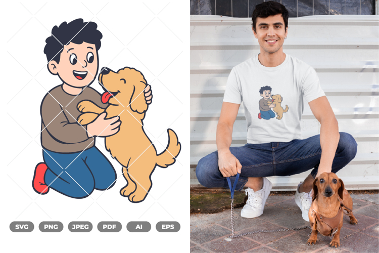 Man and Dog SVG & Clipart