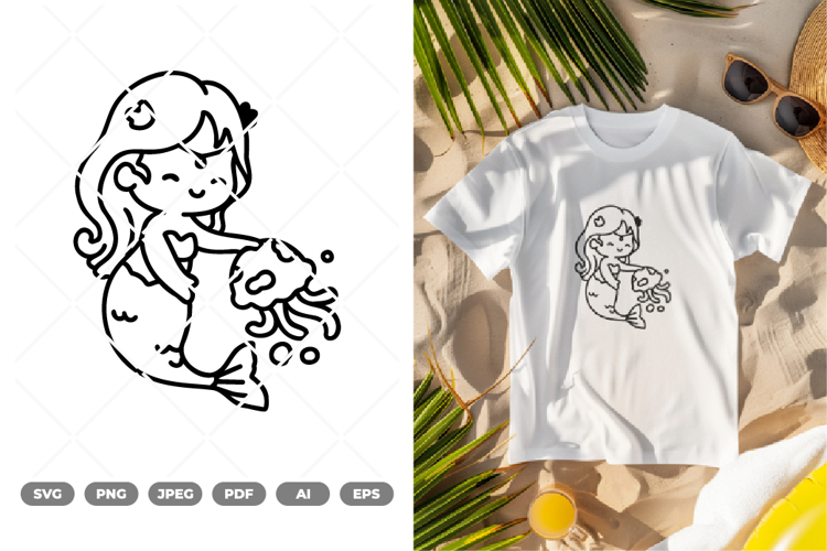 Kawaii Mermaid SVG & Clipart