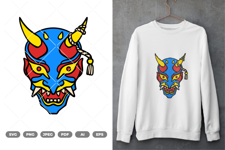 Oni Mask Colored SVG & Clipart