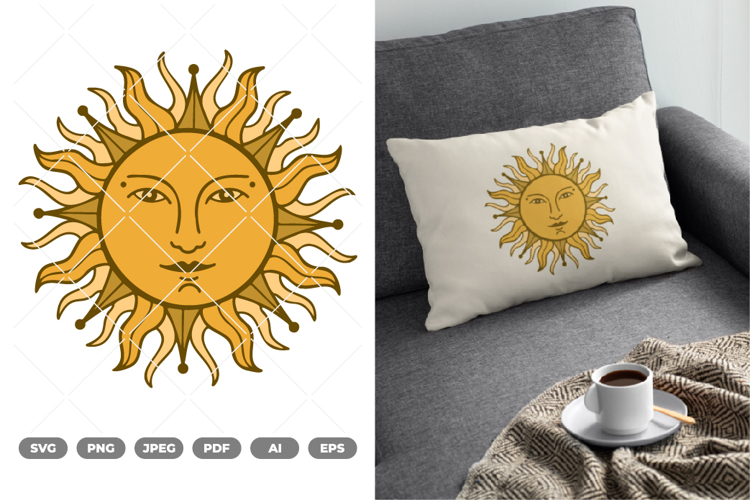 Boho Sun Colored SVG & Clipart