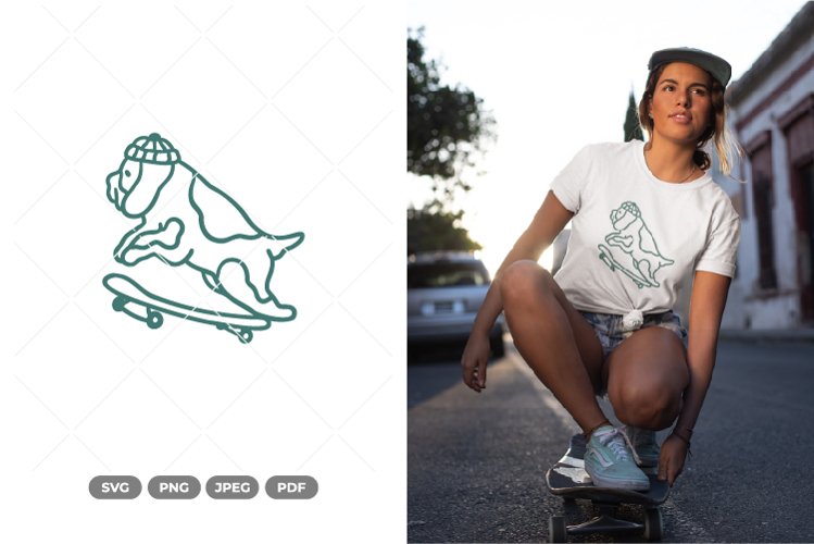 Skateboard Dog SVG & Clipart