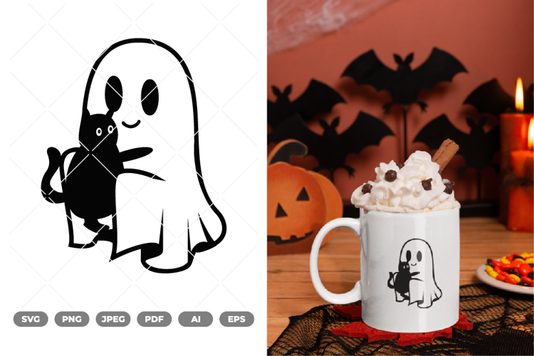Ghost and Black Cat SVG & Clipart