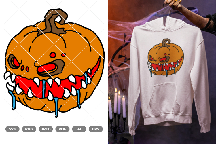 Monster Pumpkin Colored SVG & Clipart