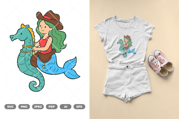 Cowgirl Mermaid SVG & Clipart