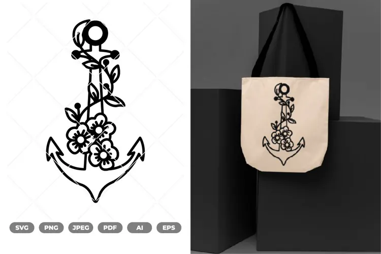 Floral Anchor SVG & Clipart