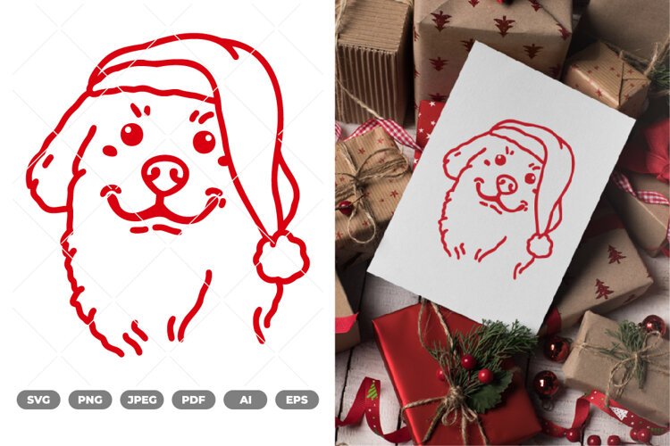 Kawaii Christmas Dog SVG & Clipart example image 1