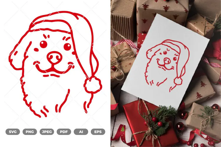 Kawaii Christmas Dog SVG & Clipart