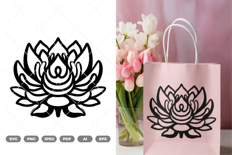 Lotus Wall Decor Cut File SVG & Clipart example image 1