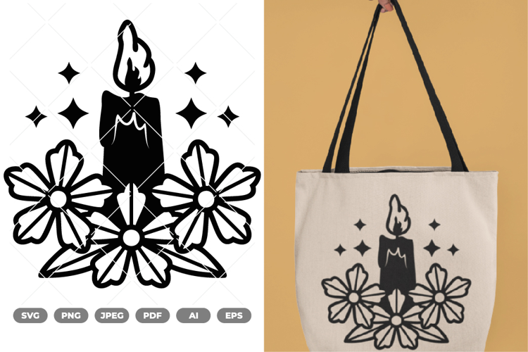 Floral Candle SVG & Clipart