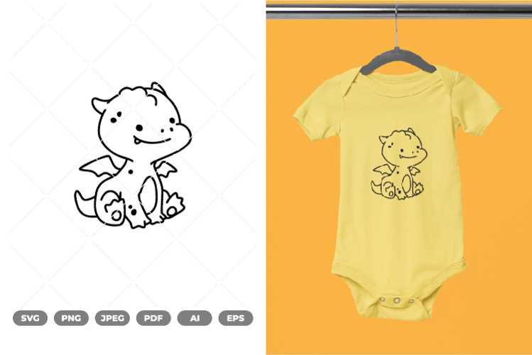 Baby Dragon Doodle SVG & Clipart