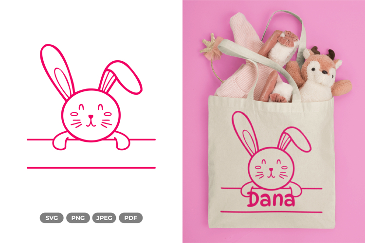 Cute Rabbit Split Border SVG & Clipart