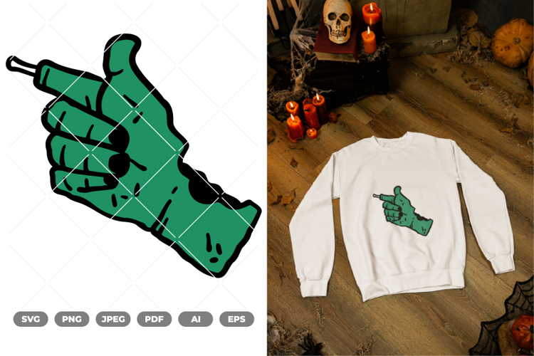Zombie Hand Sign Colored SVG & Clipart