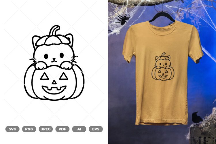 Halloween Cat SVG & Clipart example image 1