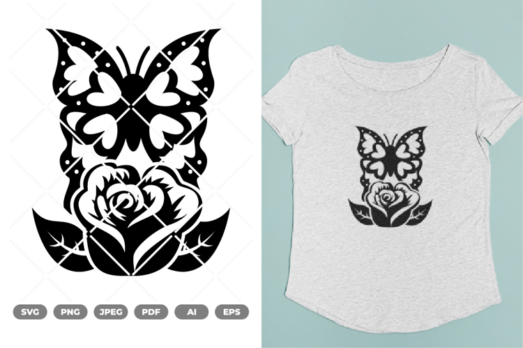 Rose and Butterfly SVG & Clipart example image 1
