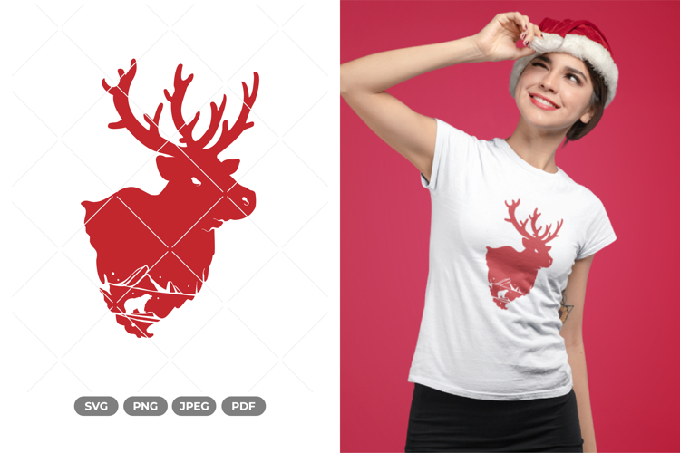 Winter Reindeer Scene SVG and Clipart