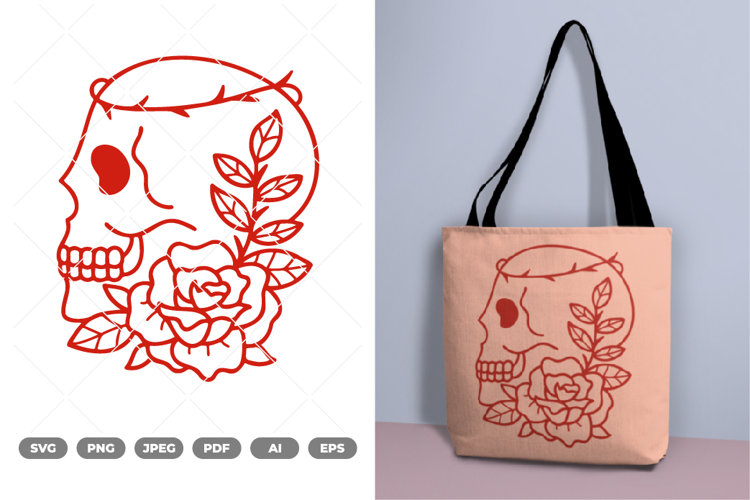 Skull and Rose SVG & Clipart