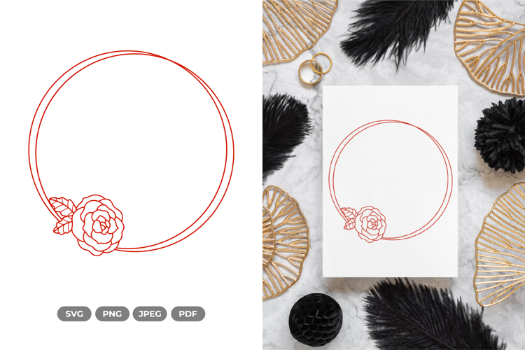 Floral Wedding Frame SVG & Clipart - Cut Files