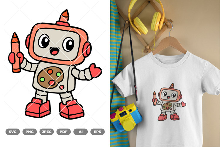 Chibi Robot Colored SVG   Clipart