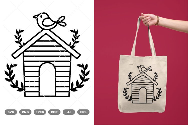 Floral Birdhouse SVG & Clipart example image 1