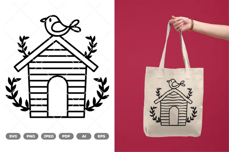 Floral Birdhouse SVG & Clipart