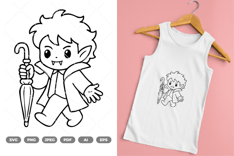 Chibi Vampire SVG & Clipart