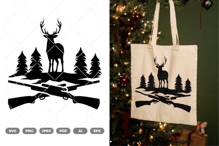 Deer Hunter SVG & Clipart example image 1
