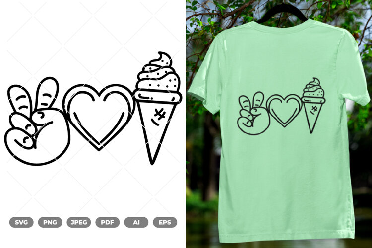 Peace Love Ice Cream SVG & Clipart example image 1