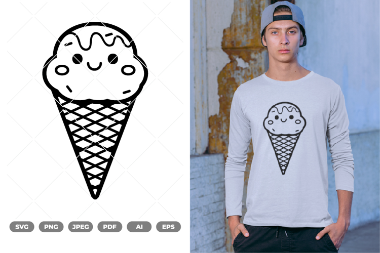 Kawaii Ice Cream SVG & Clipart
