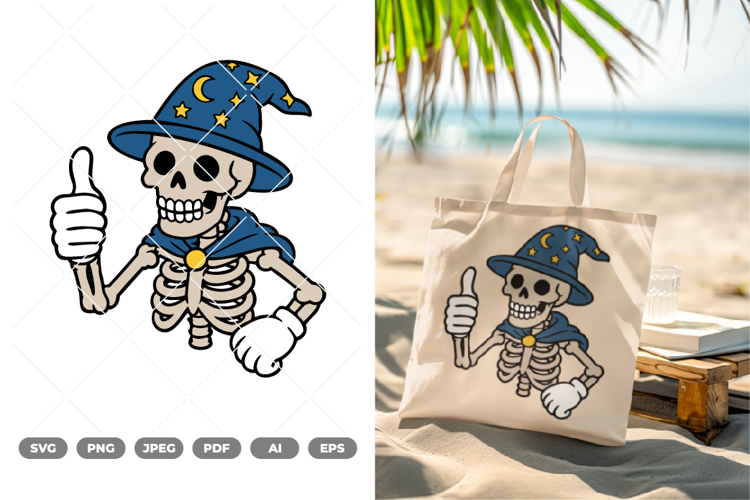 Thumbs Up Skull Colored SVG & Clipart