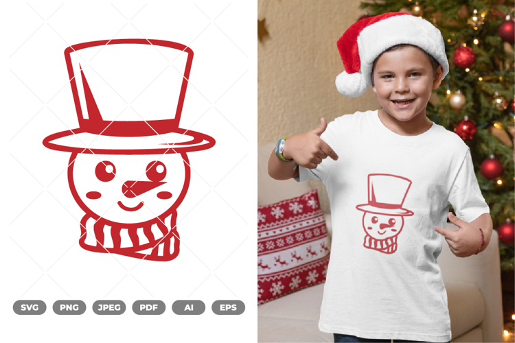 Christmas Snowman Head SVG & Clipart