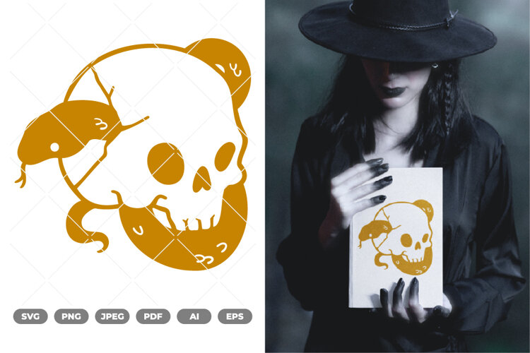 Skull and Snake SVG & Clipart example image 1