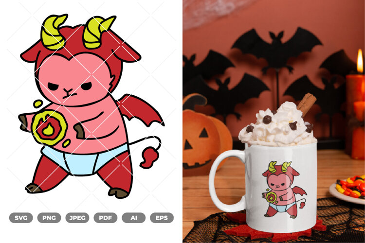 Little Demon Colored SVG & Clipart example image 1