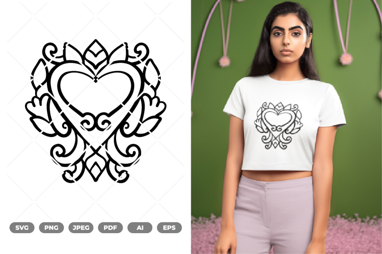 Floral Heart Tattoo SVG & Clipart