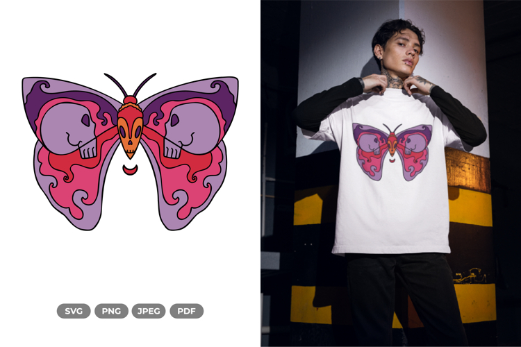 Skull Moth SVG   Clipart - Colorful Beauty